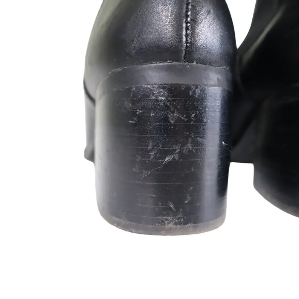 Steve Madden Womens Erika Bootie Size 8 Black Leather Stretchy Sock Stacked Heel